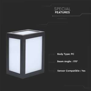 LED стенна лампа 12W 4000K VT-822 V-TAC черна | AVStore