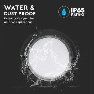 LED стенна лампа 12W 3000K VT-827 V-TAC черна кръгла | AVStore