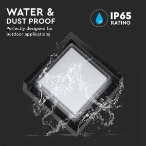 LED стенна лампа 7W 3000K VT-831 V-TAC черна квадратна | AVStore