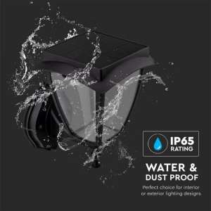 LED соларна стенна лампа 2W 3000+6000K VT-982 V-TAC черна | AVStore