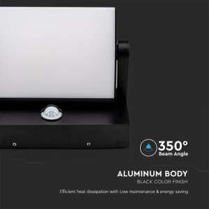 LED стенна лампа със сензор за движение 17W 3000K VT-11020S V-TAC черна | AVStore