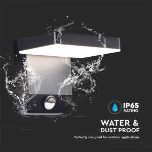 LED стенна лампа със сензор за движение 17W 3000K VT-11020S V-TAC черна | AVStore
