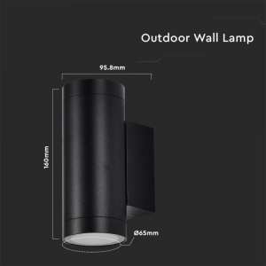 Осветително тяло за стена (2xGU10) VT-11015 V-TAC чернa | AVStore