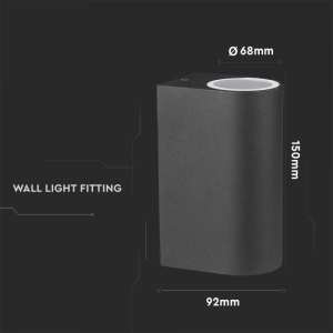 LED стенно осветително тяло 2xGU10 VT-7652 V-TAC черно | AVStore