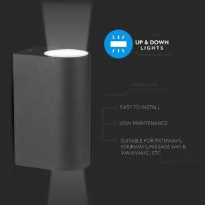LED стенно осветително тяло 2xGU10 VT-7652 V-TAC черно | AVStore