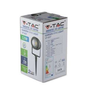 LED градинска лампа 12W зелена светлина VT-857 V-TAC сива | AVStore