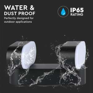 LED стенна двойна лампа 12W 3000K VT-814 V-TAC черна | AVStore