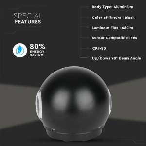 LED стенна лампа 6W 3000K VT-836 V-TAC черна | AVStore