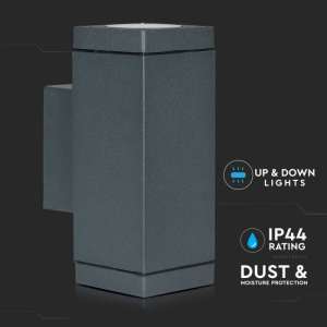 Стенно осветително тяло GU10 VT-842 V-TAC сиво двустранен светлинен поток | AVStore