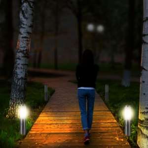 Градинско осветително тяло със сензор за движение E27 VT-838 V-TAC сиво 45 см | AVStore