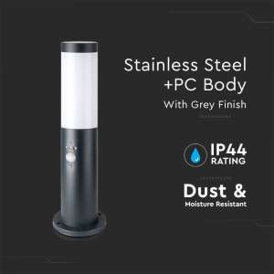 Градинско осветително тяло със сензор за движение E27 VT-838 V-TAC сиво 45 см | AVStore