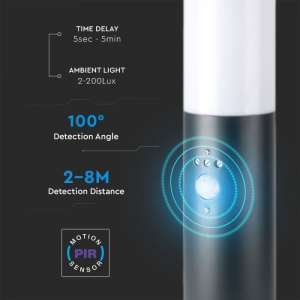 Градинско осветително тяло със сензор за движение E27 VT-838 V-TAC сиво 45 см | AVStore