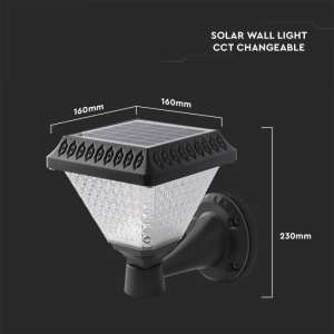 LED соларна стенна лампа 0.8W 3IN1 VT-969 V-TAC черна/дистанционно управление | AVStore