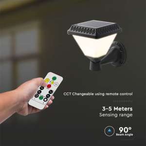 LED соларна стенна лампа 0.8W 3IN1 VT-969 V-TAC черна/дистанционно управление | AVStore