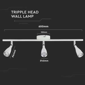 LED тройна лампа 13.5W 4000K VT-813 V-TAC черна | AVStore