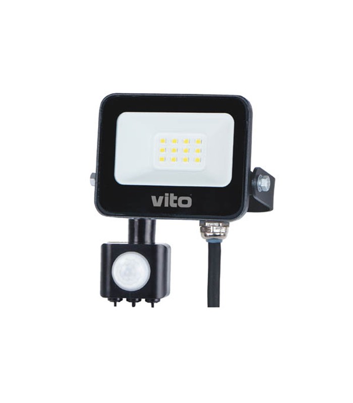 LED прожектор с PIR сензор 10W 6000K VITO черен | AVStore