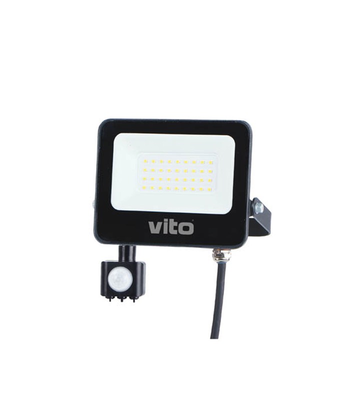 LED прожектор с PIR сензор 30W 6000K VITO черен | AVStore