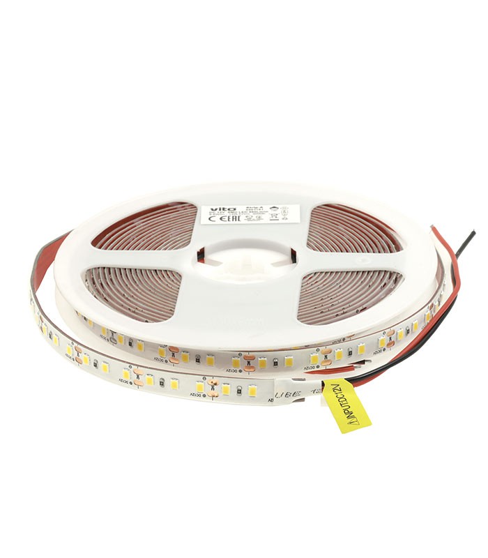 led-strip-plus-2835-120chips-m-96w-m-980lm-3000k-warm-white-12v-dc-ip65-5m-roll-3madhesive-tape-5540650-vito LED лента 9.6W/M 3000K IP65 12V VITO ролка 5 метра | AVStore