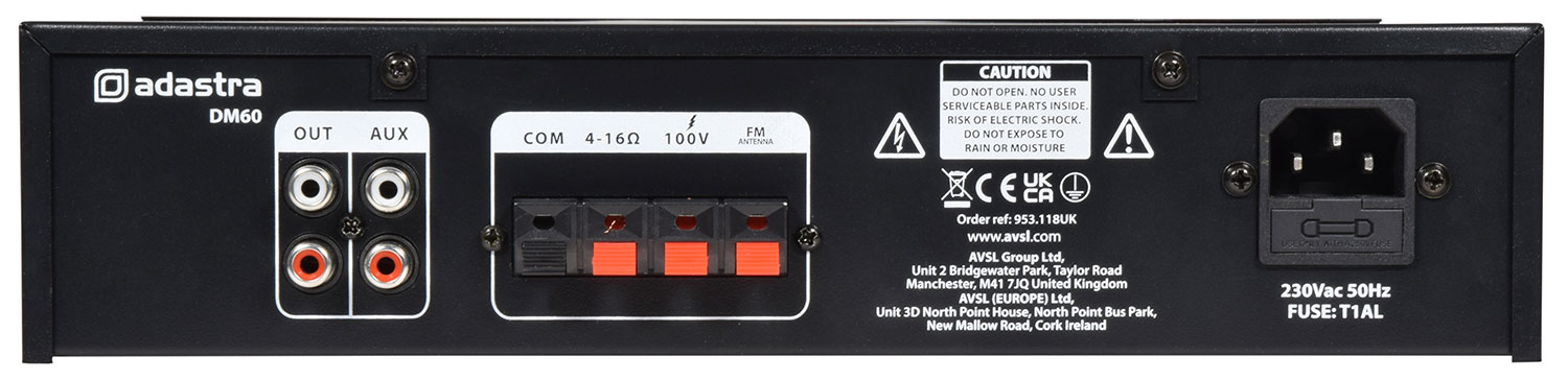 953118UK_CO3 Професионален усилвател Adastra DM60 100V 60W | AVStore