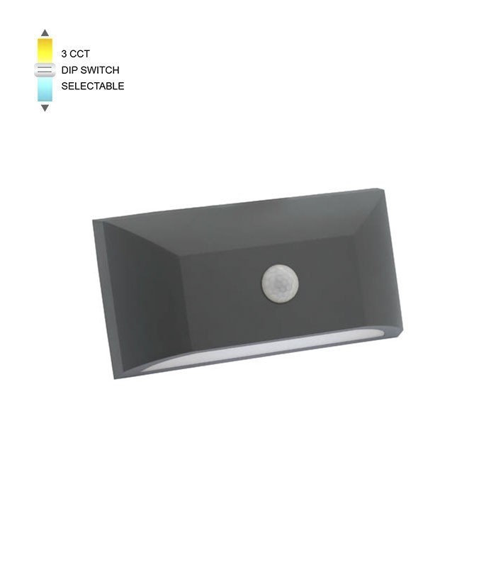 LED стеннa лампа водоустойчива сензор PIR 6W 3xCCT VITO антрацит | AVStore