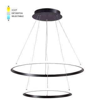 LED пендел дуо Ø400+600mm 48W черен VITO | AVStore