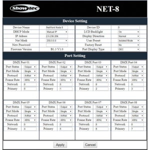 8-канален Art-Net/Kling-Net възел – 5-пинов XLR Showtec NET-8/5 | AVStore