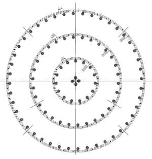 Светещ кръгъл фонтан за външна употреба с 3 обръча диаметър 6/4/2 метра | AVStore
